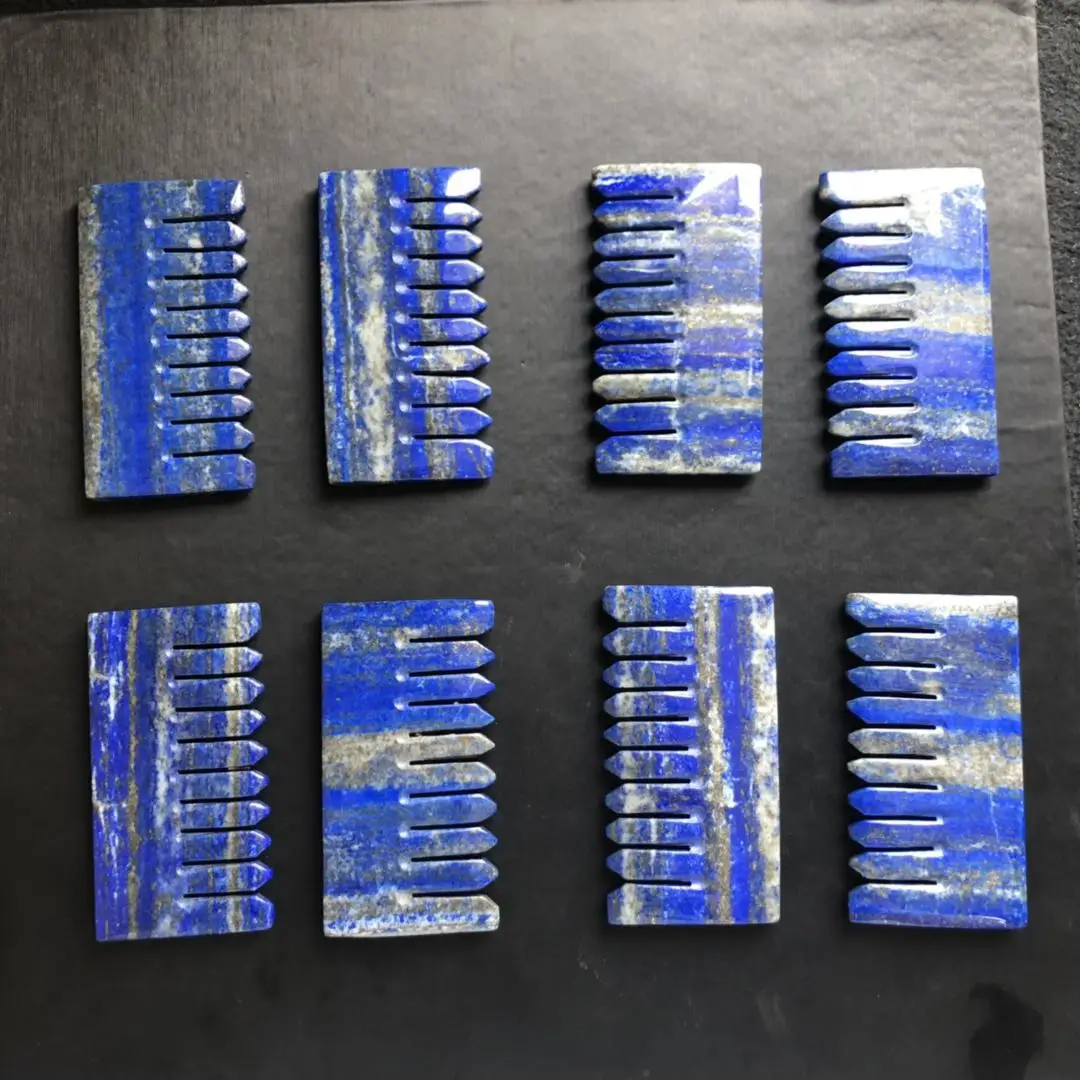 80 мм Оптовая цена натуральный Лазурит расческа из камня для здорового лечения