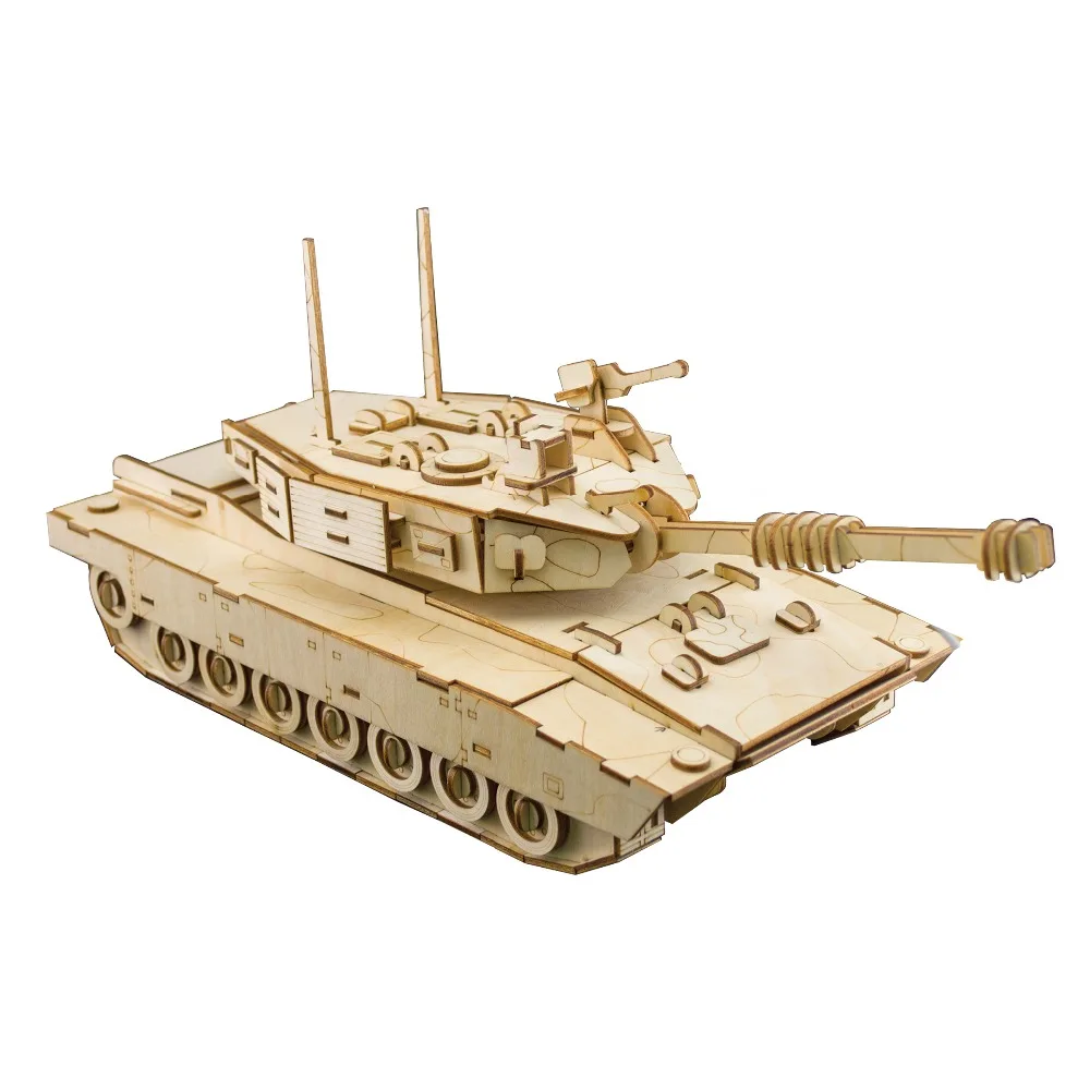 Лазерная резка DIY M1 Abrams TANK 3D Сборка головоломка деревянные развивающие игрушки