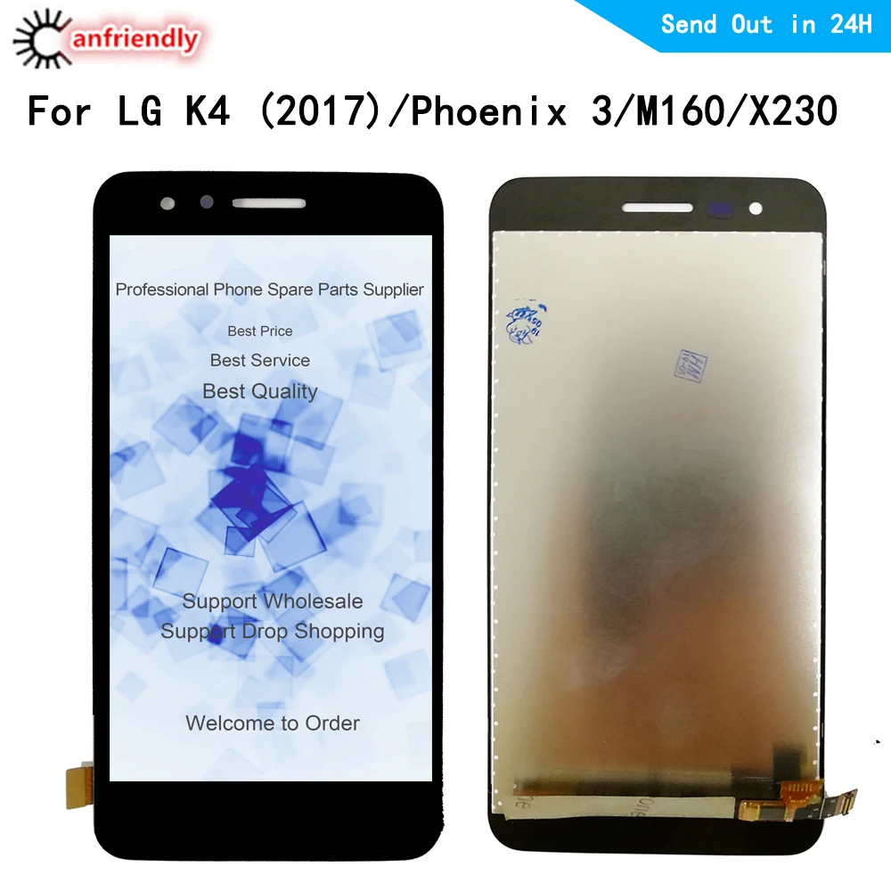 Pantalla lcd de 5,0 "para LG K4 K7 2017X230 M160 Phoenix3 fortuna + digitalizador de pantalla t&aacute;ctil con marco de montaje de tel&eacute;fono lcds pantalla-0