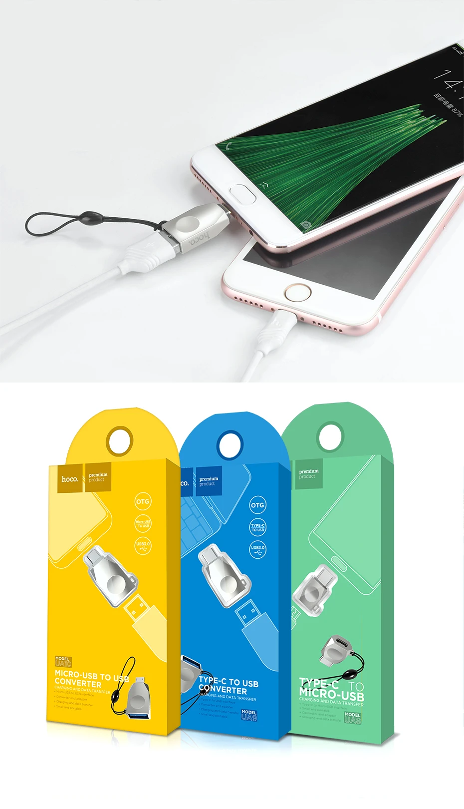 HOCO Micro usb type C OTG адаптер USBC type-c OTG конвертер для Xiaomi mix2s 8 mix3 One Plus 6t 6 huawei mate 20 Pro USB адаптер