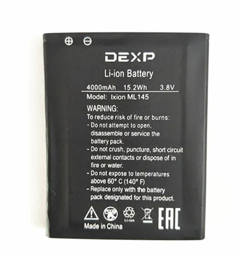 Сменный аккумулятор AZK для смартфона DEXP Ixion ML145 3 8 в 15 2 Вт 4000 мА · ч | Мобильные