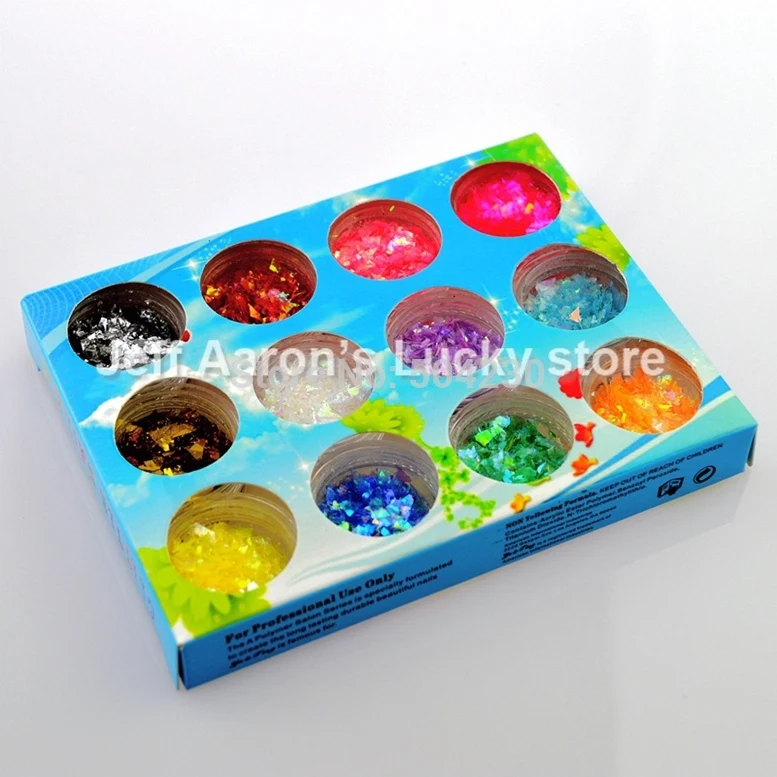 12 видов цветов лак для ногтей ледяной милар оболочка фольга бумага дизайна