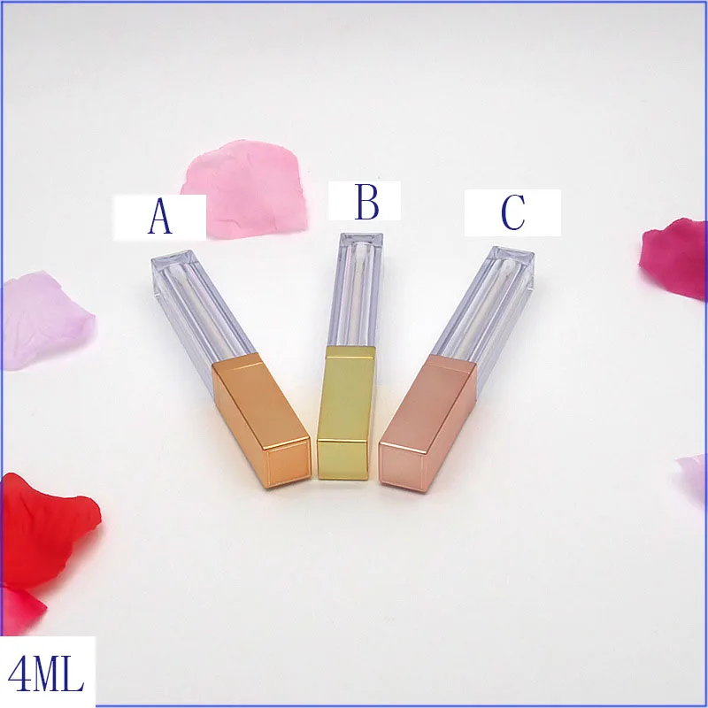 Квадратный 4 мл розовое золото миниатюрный блеск для губ бальзам контейнеры