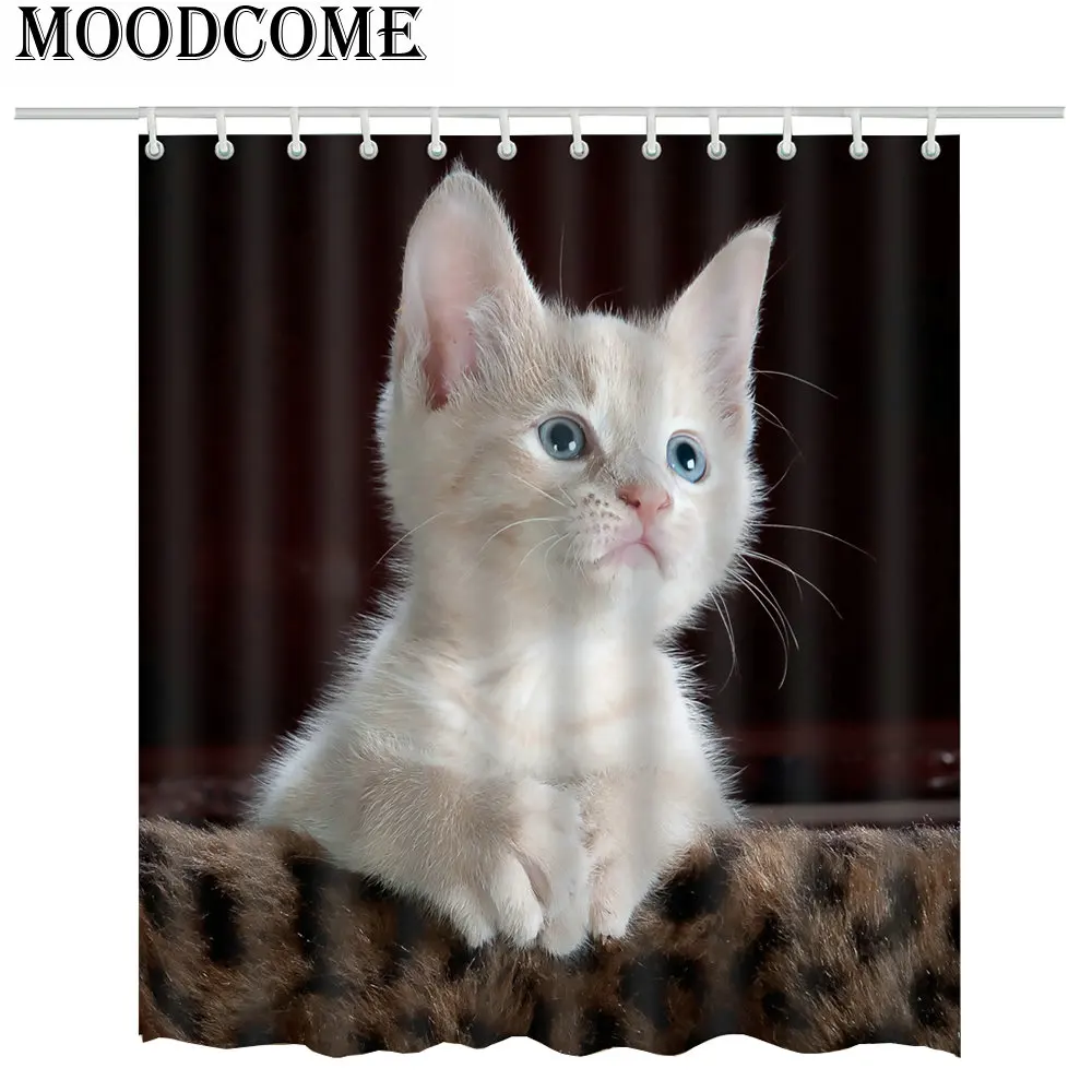 

Cat Cool Sunglasses Shower Curtain Fabric Waterproof Polyester Cheap Drop Shipping New Design Bath Curtain