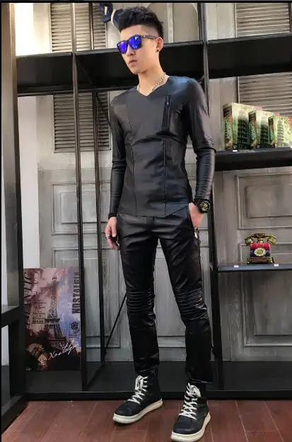 S ~ 5XL! Новая мужская модная бархатная Утепленная зимняя футболка с длинным