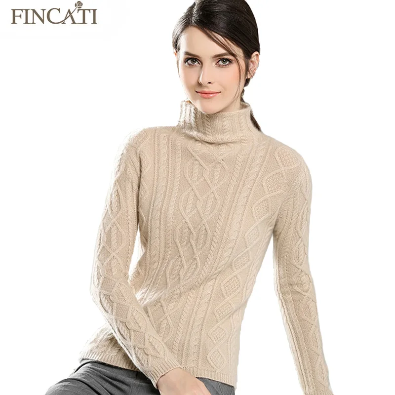 

Women Pullover High Quality Cable Floral Knitted 100% Pure Cashmere Turtleneck Soft Skin Friendly Sweaters Pulls Femme