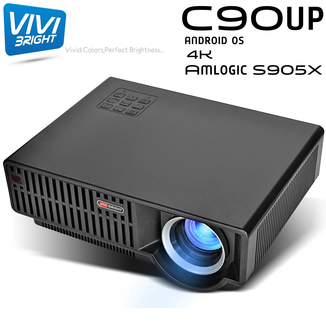 Vivibright C90up Projector Android Version 6.01 OS Wifi bluetooth 1G+ 8G Home Prejector For Home Theater