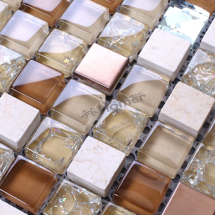 Бесплатная экспресс-доставка! Плитка Мозаичная из коричневого стекла и мрамора