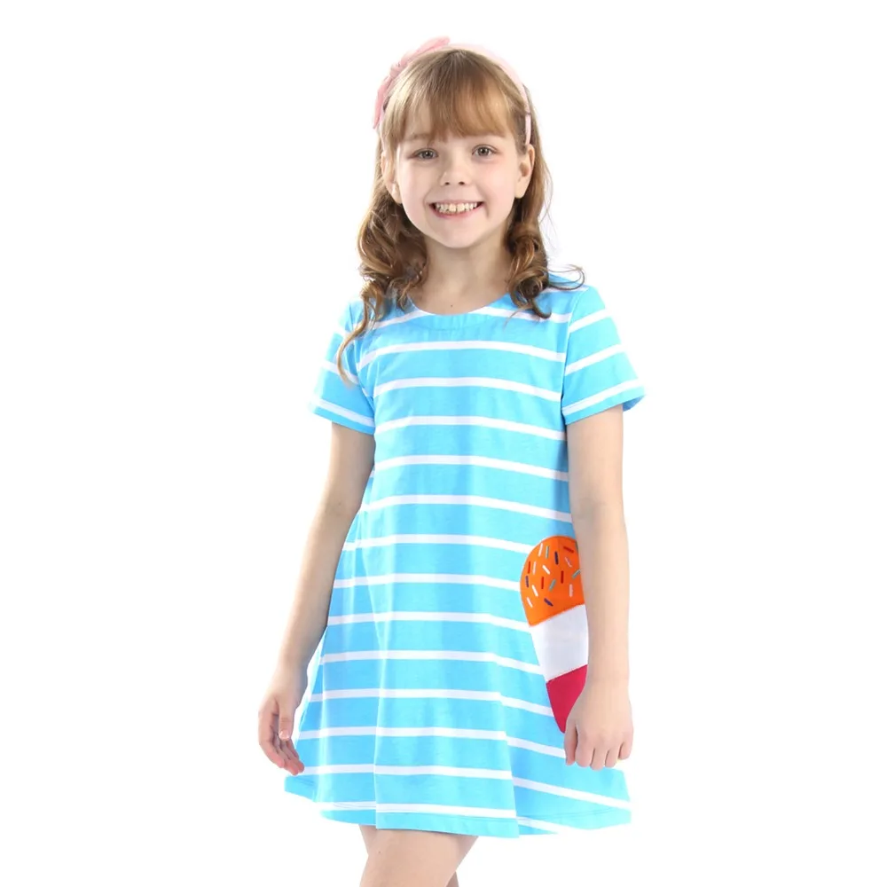 Girls Summer Dress 2018 Brand Striped Cotton Baby Unicorn Princess Costume Children Vestidos Kids Dresses for | Детская одежда и