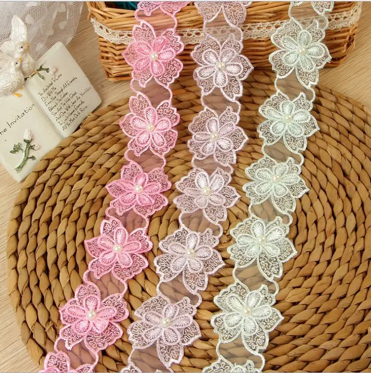 15362 Жемчужный Цветок растворимая органза кружевная отделка вязаная Свадебная