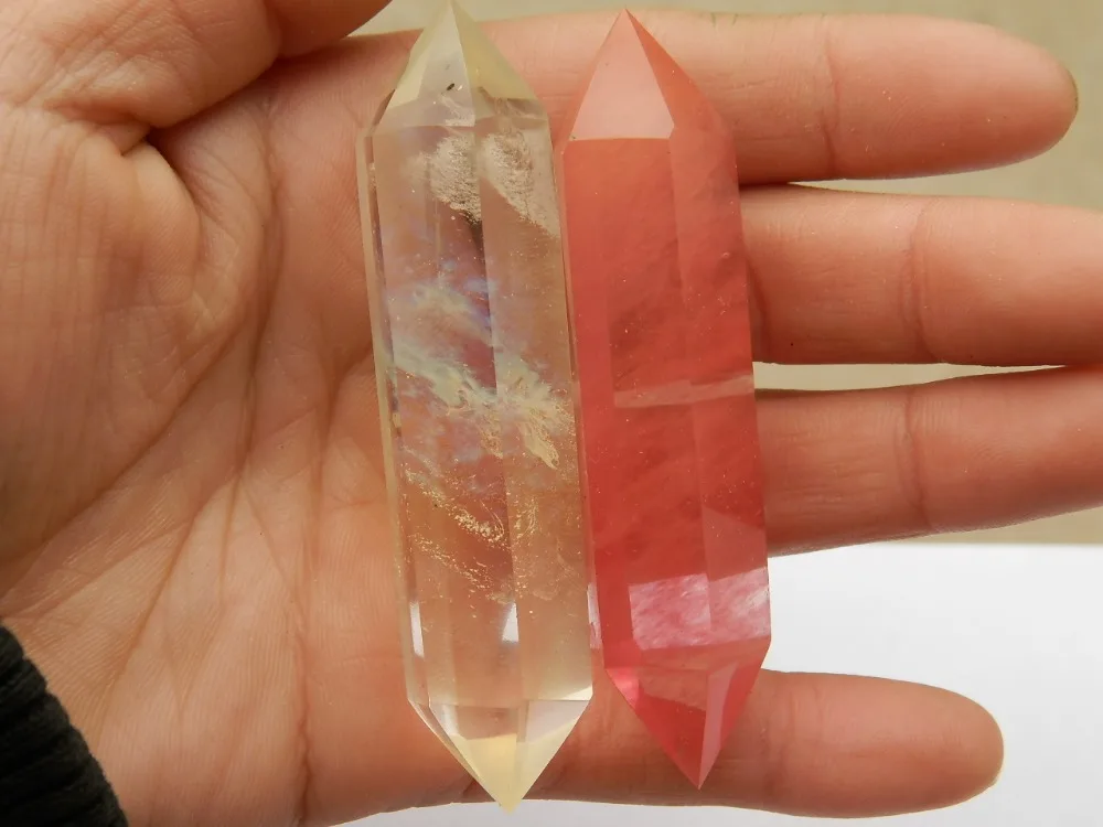 Красная желтая палочка с кристаллом кварца|crystal crack|crystal hair accessories wholesalecrystal vibrator |