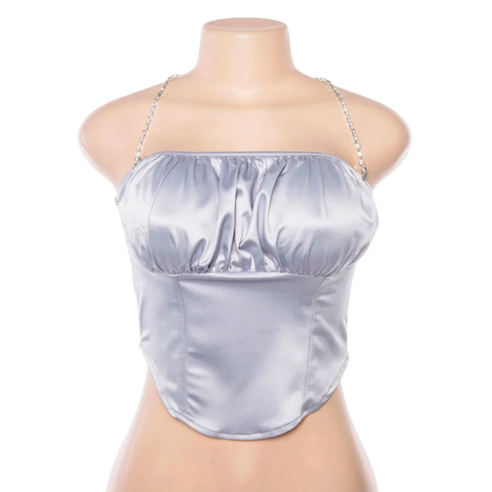 Пикантные Для женщин майка Светоотражающие Bralet Пряжка трубка Для женщин; комплекты из топа и коротких вечерние майки сексуальные жилеты летние топы укороченный уличная мода, вечеринки