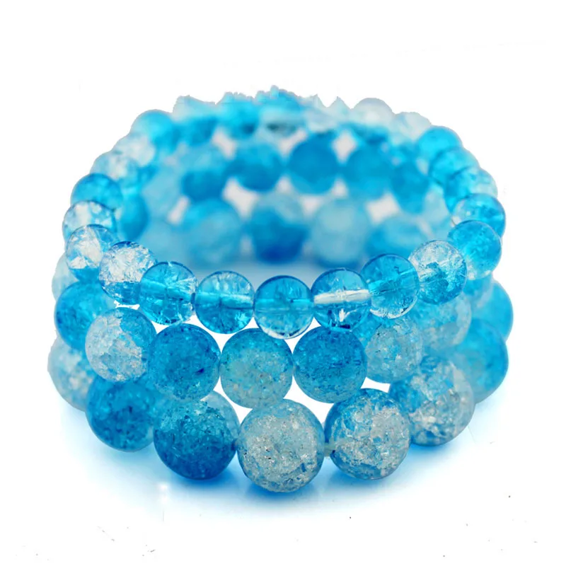 Браслет ручной работы с кристаллами из кварца Круглый бисер натуральной лавы