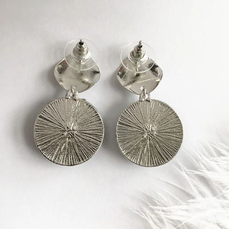 Горячая продажа Ретро Геометрические круглые Zuma зеленые серьги темперамент