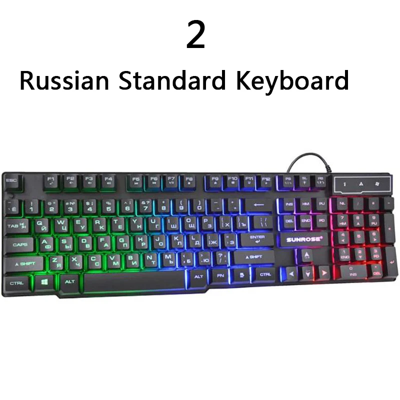 Russian Standard Клавиатура с подсветкой RGB водонепроницаемые механические клавиатуры игровой русский геймер ПК компьютер светодиодный 104 клавиш Стандартный USB - Цвет: Russian Standard