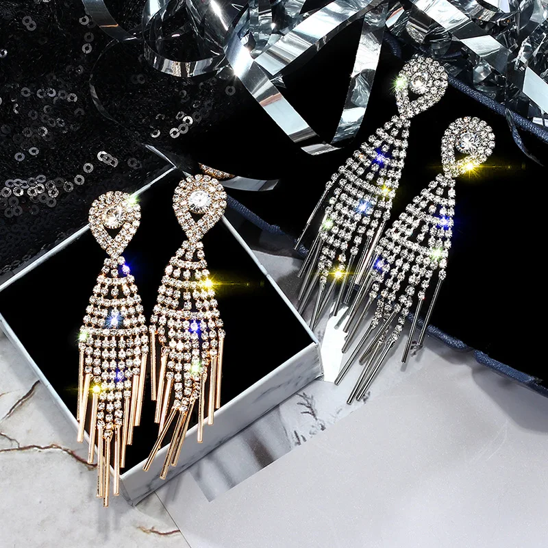 S925 Серебряные иглы полная дрель серьги кисточки женские европейские и