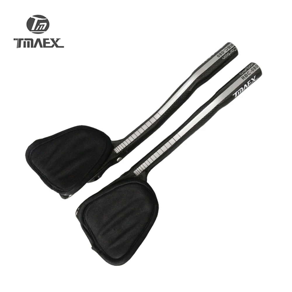 Фото Руль TMAEX-080 3K Silver, с карбоновыми наконечниками, для шоссейного велосипеда, вспомогательный, подлокотник, длина 340 мм №1