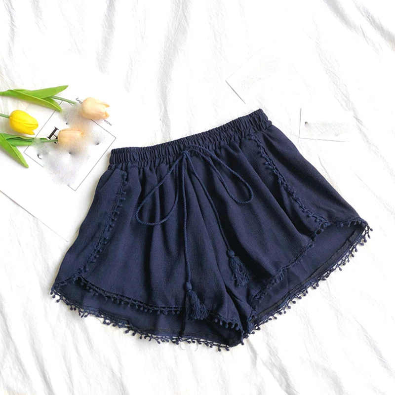 

Summer Newest Style Fashion Vintage Elastic High Waist Female Chiffon Shorts Women Casual Shorts Boho Beach Trousers girls Short
