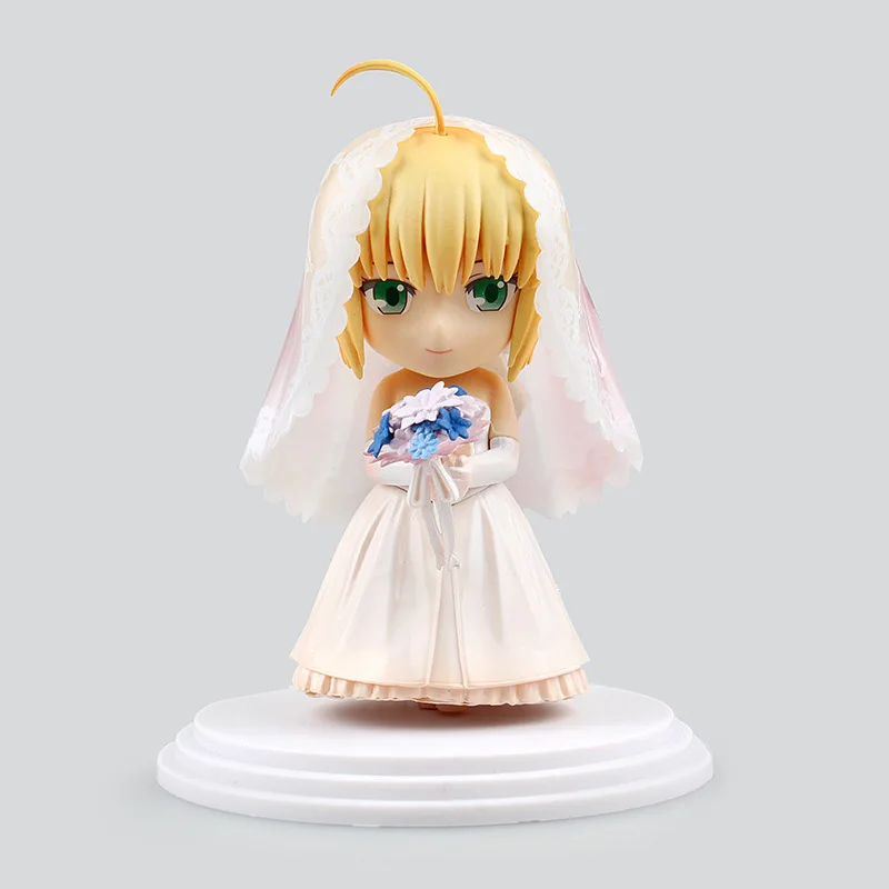 HKXZM Аниме Фигурка 10 см Fate/Stay Night свадебная вуаль Saber Милый Мультфильм 10th ПВХ