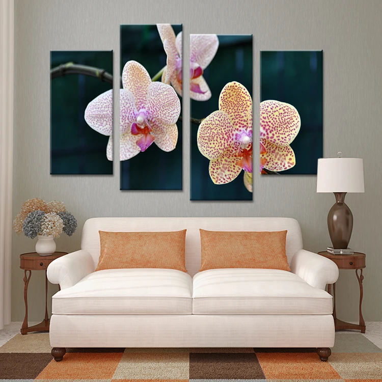 

4PCS oil painting Quiet orchid Wall Art Home Decoration Living Room Print On Canvas Modern oil Painting