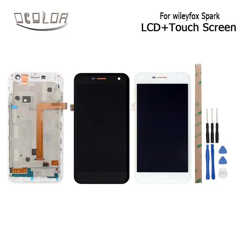 Ocolor Черный Белый для Wileyfox Spark ЖК дисплей и сенсорный экран с рамкой дигитайзер