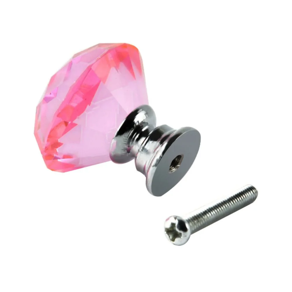 30 мм Кристальное стекло с алмазным покрытием дверные ручки ящика шкафа + винтовой