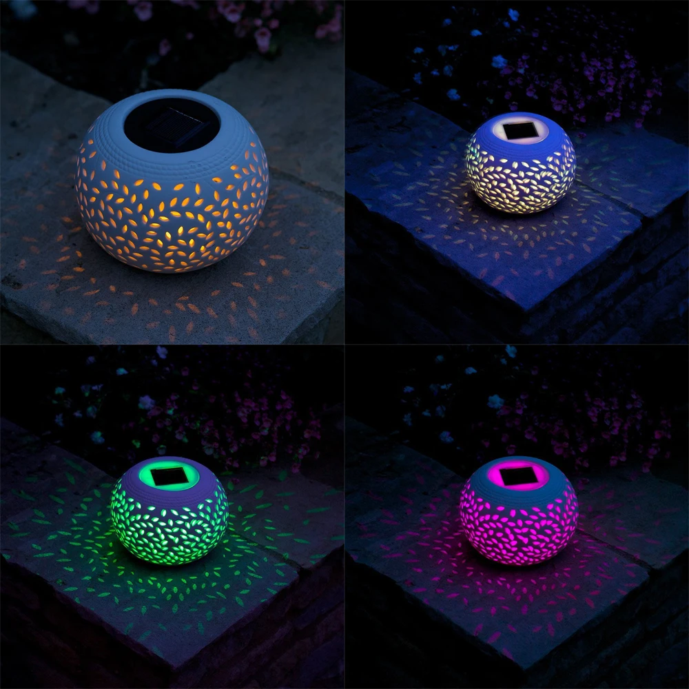 солнечные батареи светильник Керамический LED спинер Солнечный Свет RGB + Белый