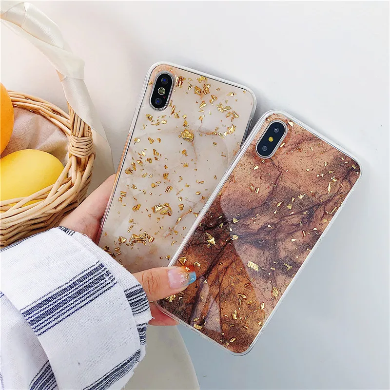 Gold Foil Marble Phone Case For iphone XS Max XR X 6S 6 7 8 Plus Back Cover Luxury Fashion Soft IMD Cases |