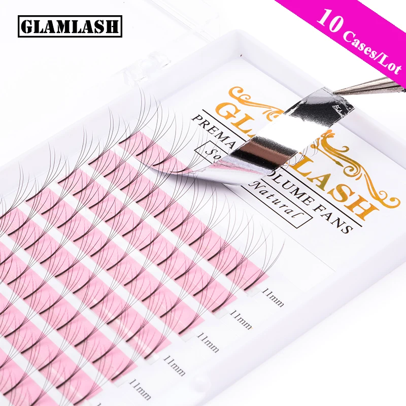 GLAMLASH 10 коробок оптовая продажа ресниц 2D 6D с длинным стержнем готовые русские