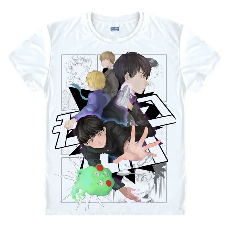 Футболка Mobu Saiko Hyaku Mob 100% хлопок с круглым вырезом летняя|tee top|tee teet-shirt anime |