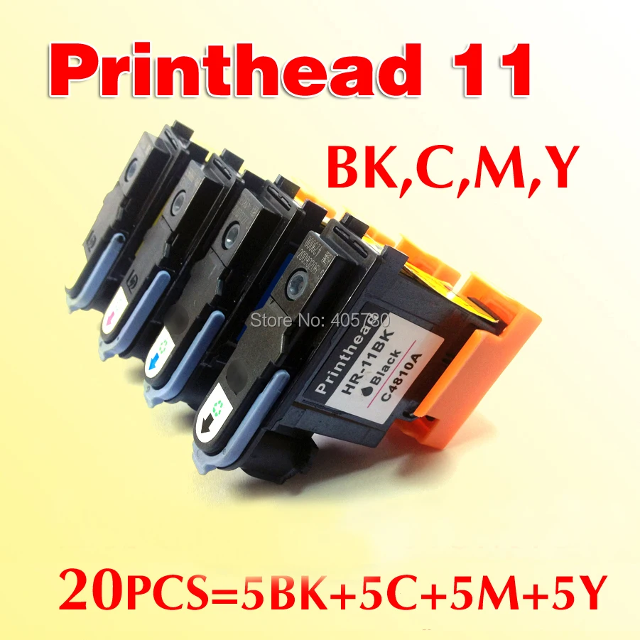 20 шт. (5x4 шт.) 11 печатающая головка C4810A C4811A C4812A C4813A совместима с HP500 HP800 HP510 t2300 2300