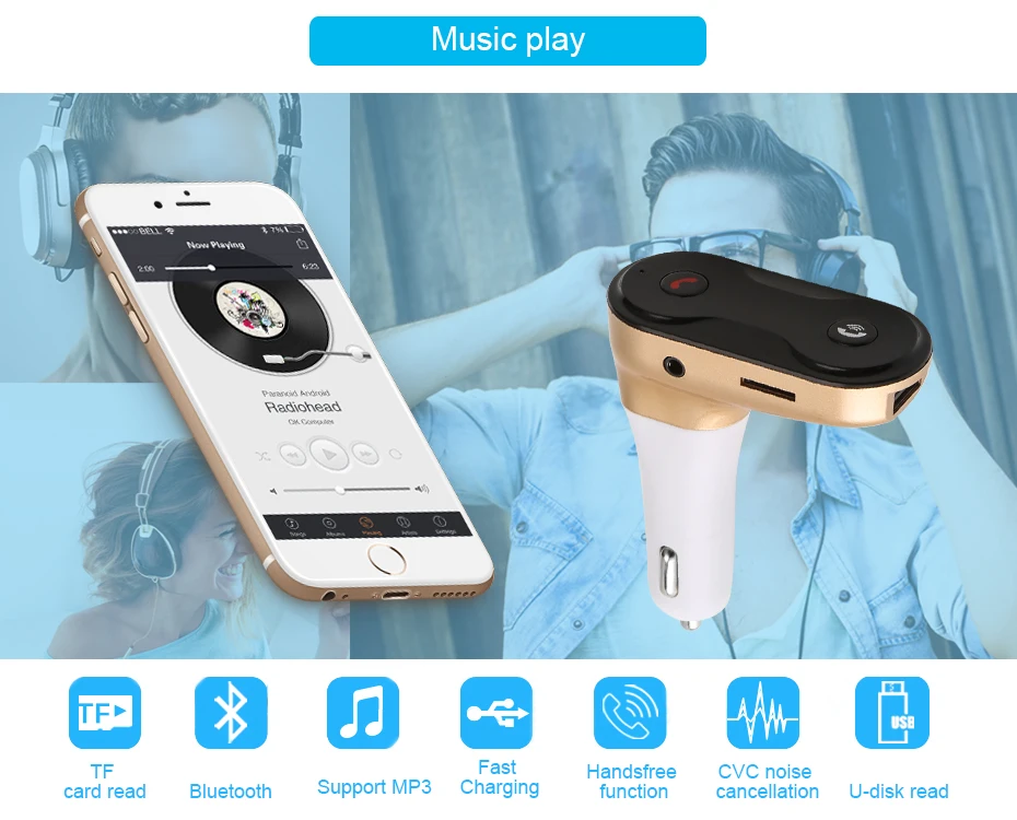 Bluetooth AUX беспроводной FM передатчик автомобильное зарядное устройство C8