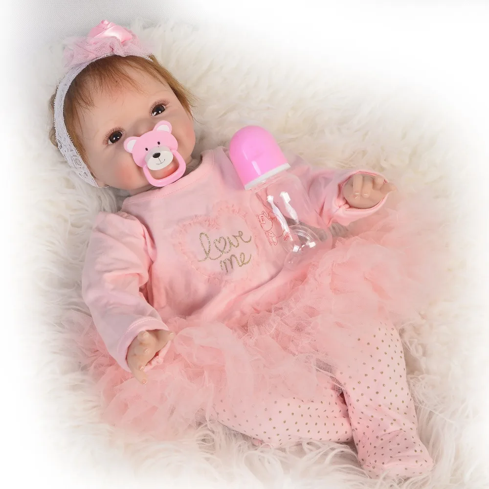 

22inch handmade Silicone Reborn Sweet honey Baby Doll Toys lifelike real touch alive super Babies Doll Birthday Gift Present