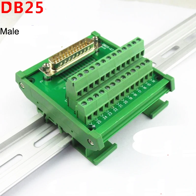DB25 D Sub 25 Pin connectors male / female socket terminal block breakout board adapter DIN Rail | Обустройство дома