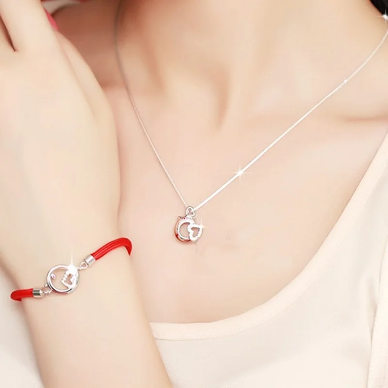 

OMHXZJ Wholesale European Fashion Woman Girl Party Wedding Gift Chicken AAA Zircon 925 Sterling Silver Pendant Necklace NA54