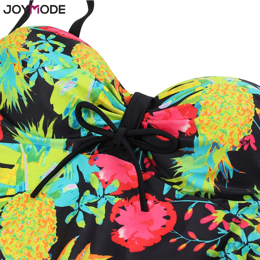JOYMODE, сдельные женские купальники,, с рисунком ананаса, купальники, пуш-ап, на бретелях, с оборками, купальный костюм с бантом
