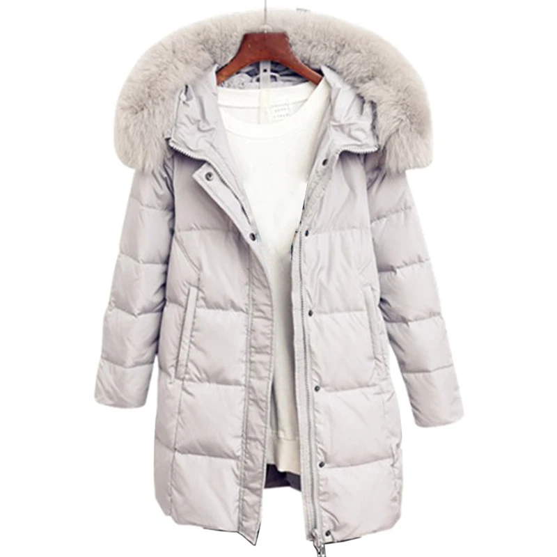 

women's clothing winter thick down coat women warm coat outwear with hooded Down Parka jacket Large Fur Collar Long Snow Outwear
