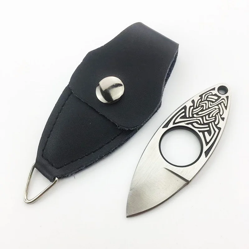 Нож D2 Steel Neck Knife Knuckles Outdoor EDC Tool Fixed Blade Tactical Pocket Key Chain Nuckles With Leather Sheath on - Нож из стали D2 на шею с кастетами для использования на открытом воздухе, инструмент для каждодневного ношения с фиксированным клинком