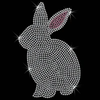 2pclot eastern bunny rhinestone transfer rhinestone transfer hot fix rhinestone applique iron on applique patches