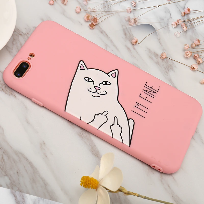Милая картонная кошка чехол для iPhone X XS Max XR 8 7 6 S Plus чехлы с забавным животным