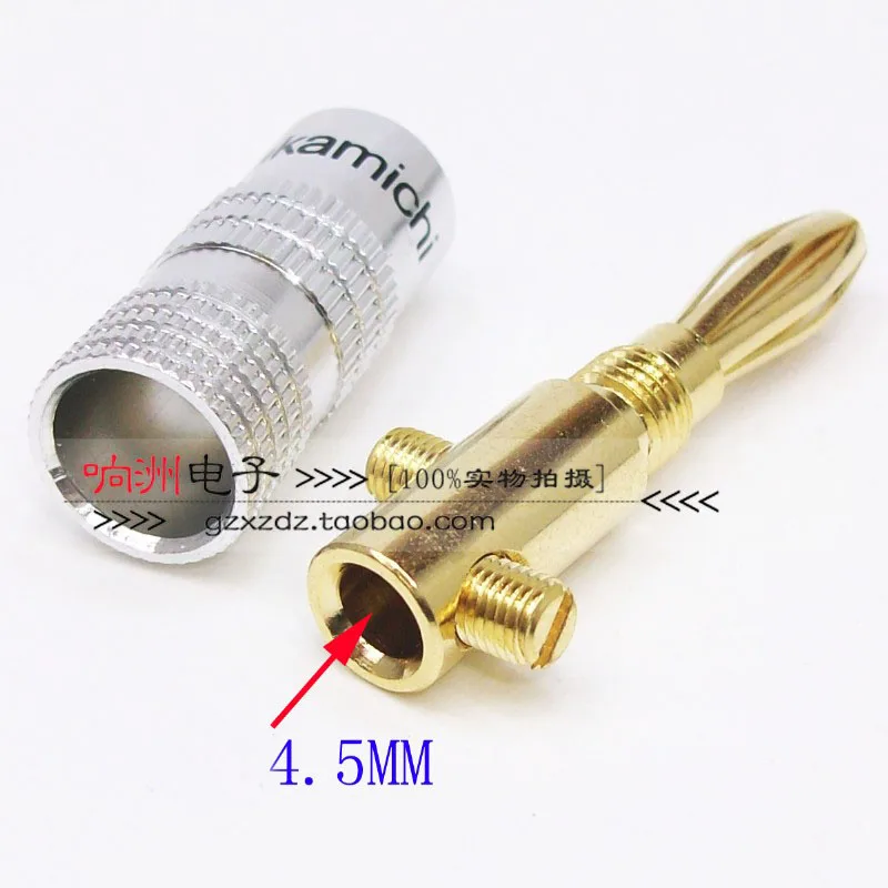 

100pcs GD Amp Nakamichi Speaker Banana plug connectors 24K Gold Speaker Banana Plugs For Video Speaker Connector