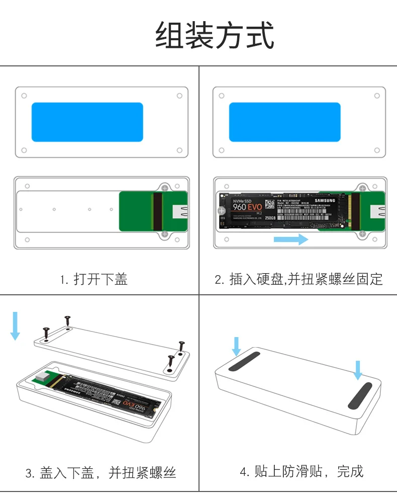 FA-NVME type-C USB 3,1 NVME HDD корпус M.2 PCIE NGFF M ключ SSD металлический чехол Тип C жесткий диск внешний мобильный ящик