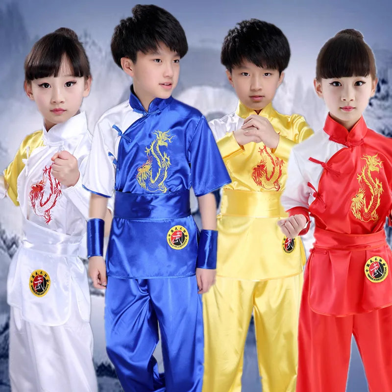

Kids Children Chinese Traditional Kungfu Uniform Martial Arts Wushu Clothing Boy TaiChi Suit Exercise Clothing 89