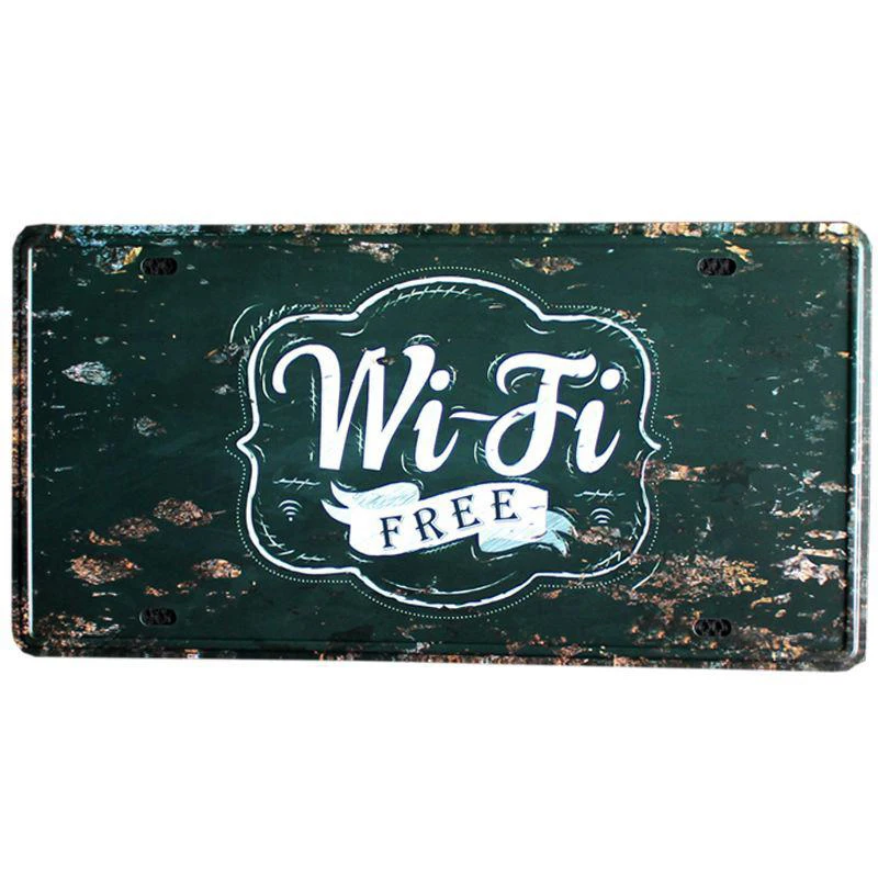 [Mike86] бесплатная Wi Fi номерные знаки винтажное украшение для вечеринки в пабе