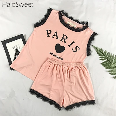Женский Пижамный костюм Halosweet кружевной топ из двух предметов летние