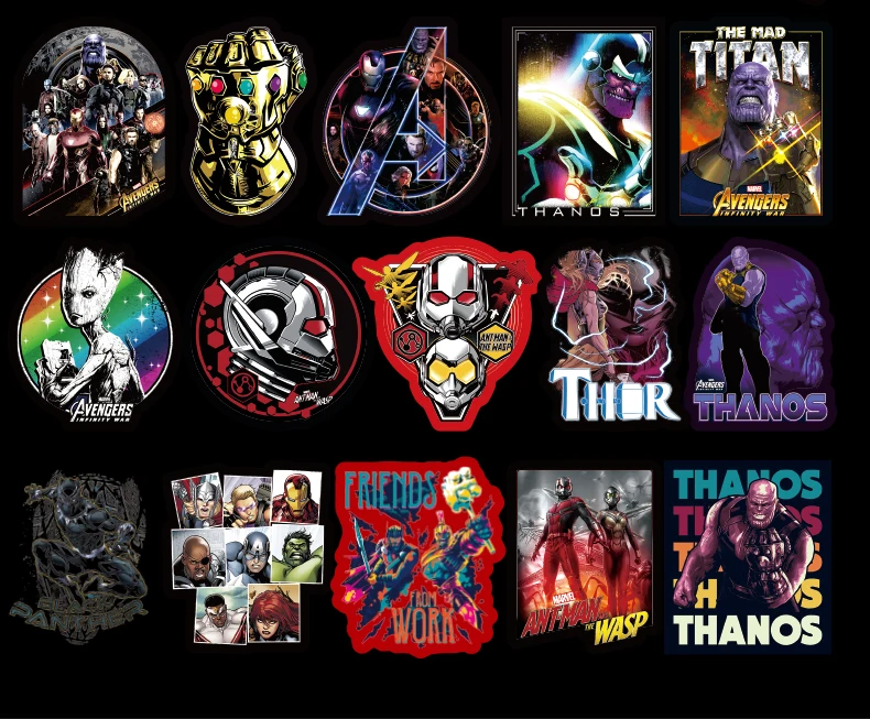 108 шт. наклейки из фильма Marvel персонажи «Мстителей» s игрушки для наклеек Декорации для ноутбука чемодан для скейтборда