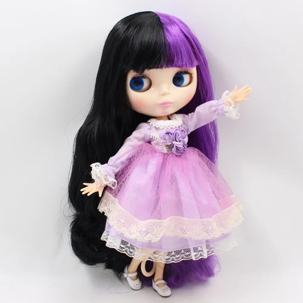 Фабрика blyth кукла 280BL1962/117 черный микс фиолетовые волосы с челкой/fringes суставное
