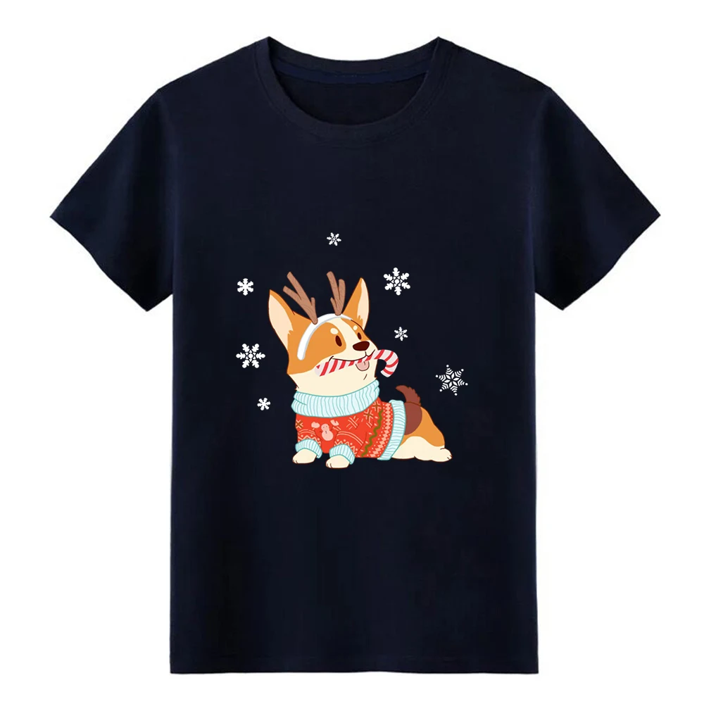 Corgi/Рождественская Бейсбольная Футболка хлопковая однотонная Милая