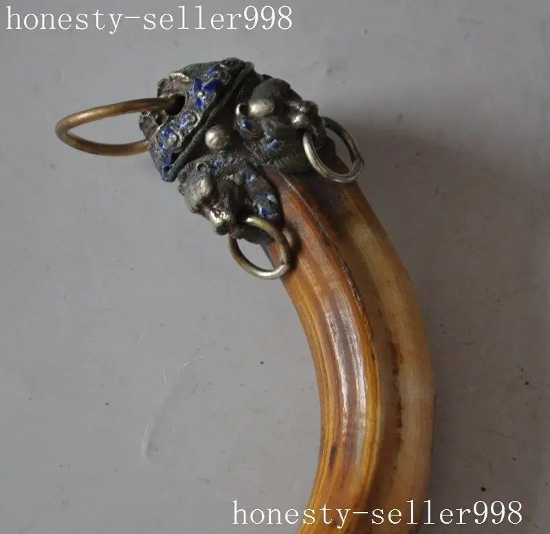 Китайская старая дикая кабана зубная перегородочная эмаль бронза животное лев