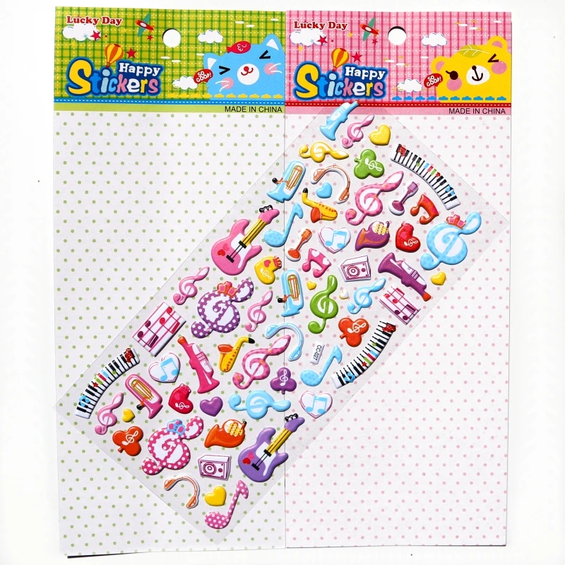 2 листов симпатичная музыкальная гитара фортепианная note Мультяшные наклейки